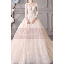 Wedding Dresses With Illusion Lace Long Length Sleeves And Deep Scooped Back - Ref M1914 - 02