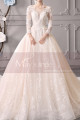 Wedding Dresses With Illusion Lace Long Length Sleeves And Deep Scooped Back - Ref M1914 - 02
