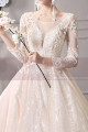 Wedding Dresses With Illusion Lace Long Length Sleeves And Deep Scooped Back - Ref M1914 - 07