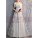 Long Chiffon Off-The-Shoulder Gray Prom Dress Pretty Knot On The Back - Ref L1928 - 03