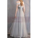 Long Chiffon Off-The-Shoulder Gray Prom Dress Pretty Knot On The Back - Ref L1928 - 04