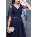 Long Navy Blue Evening Dress With Ruffle Sleeves - Ref L1931 - 02