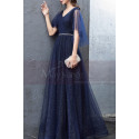 Long Navy Blue Evening Dress With Ruffle Sleeves - Ref L1931 - 03