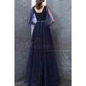 Long Navy Blue Evening Dress With Ruffle Sleeves - Ref L1931 - 04