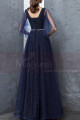 Long Navy Blue Evening Dress With Ruffle Sleeves - Ref L1931 - 04