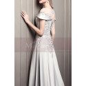 Beautiful Long Satin Silver Prom Dress With Train - Ref L1932 - 03