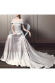 Beautiful Long Satin Silver Prom Dress With Train - Ref L1932 - 04