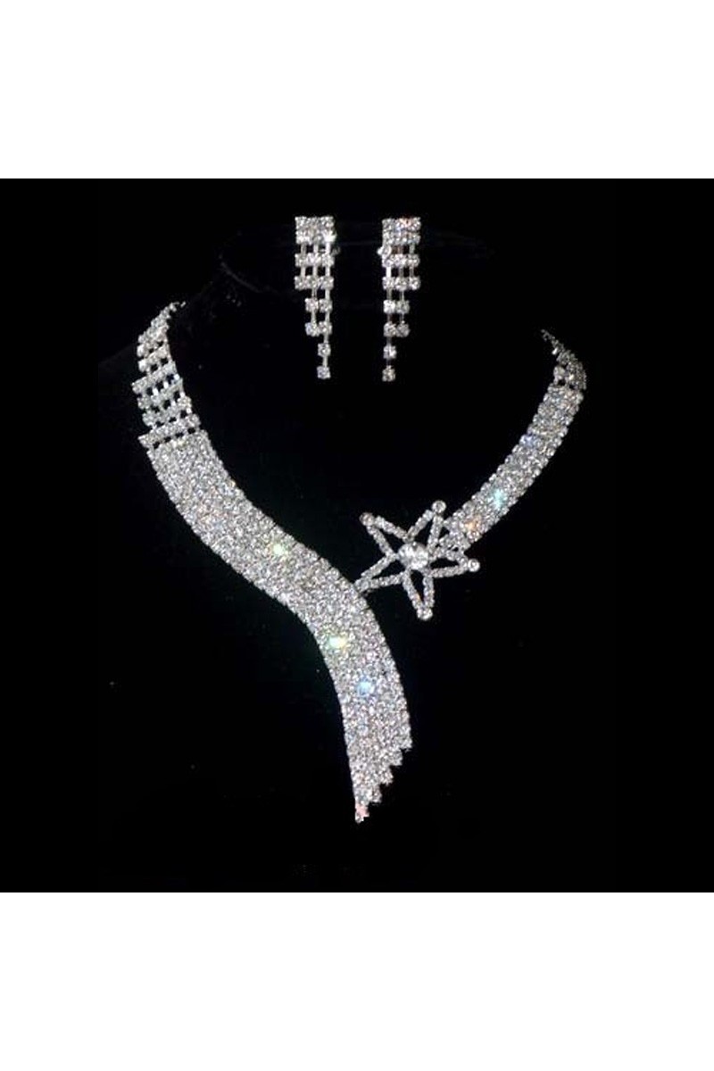 Sparkling bridal necklace shooting star - Ref E023 - 01
