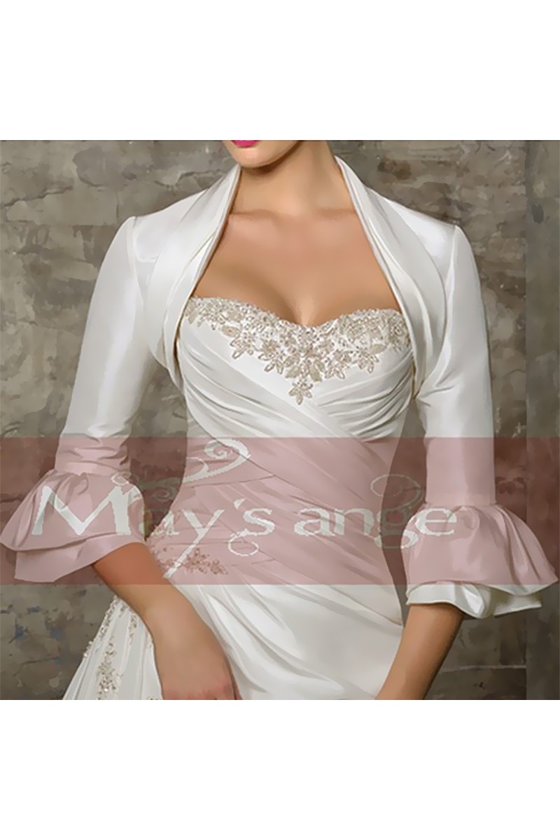 White winter long sleeve bolero bridal - Ref BOL001 - 01