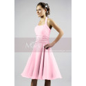 High-Neck Halter Raspberry Short Party Dress - Ref C059 - 02