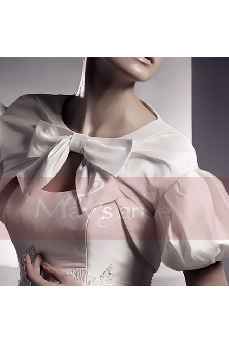 Bolero robe de mariage blanc à noeud - Ref BOL005 - 01