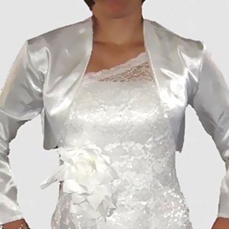 Boléro mariage blanc satin à manches