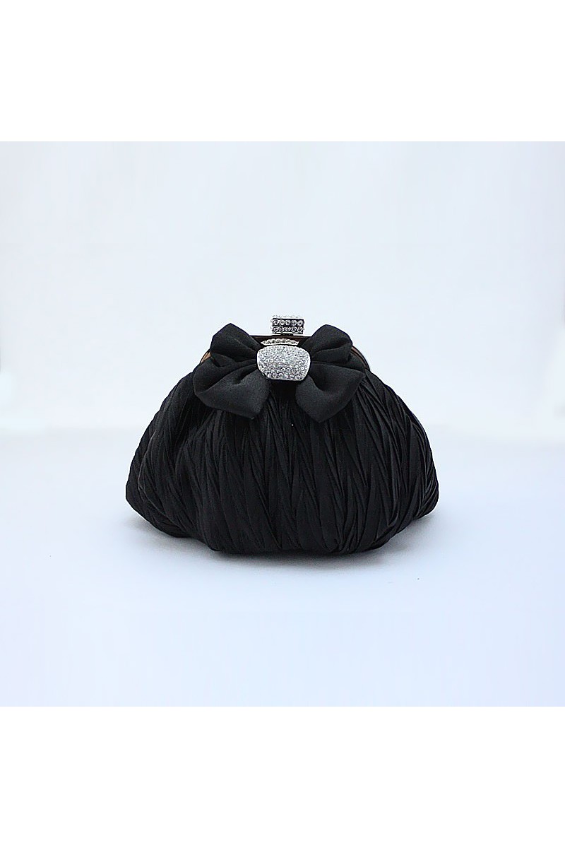 Small black evening bag with tie bow - Ref SAC031 - 01