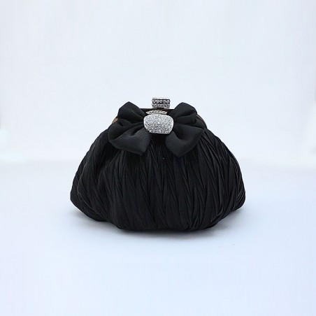 Small black evening bag with tie bow