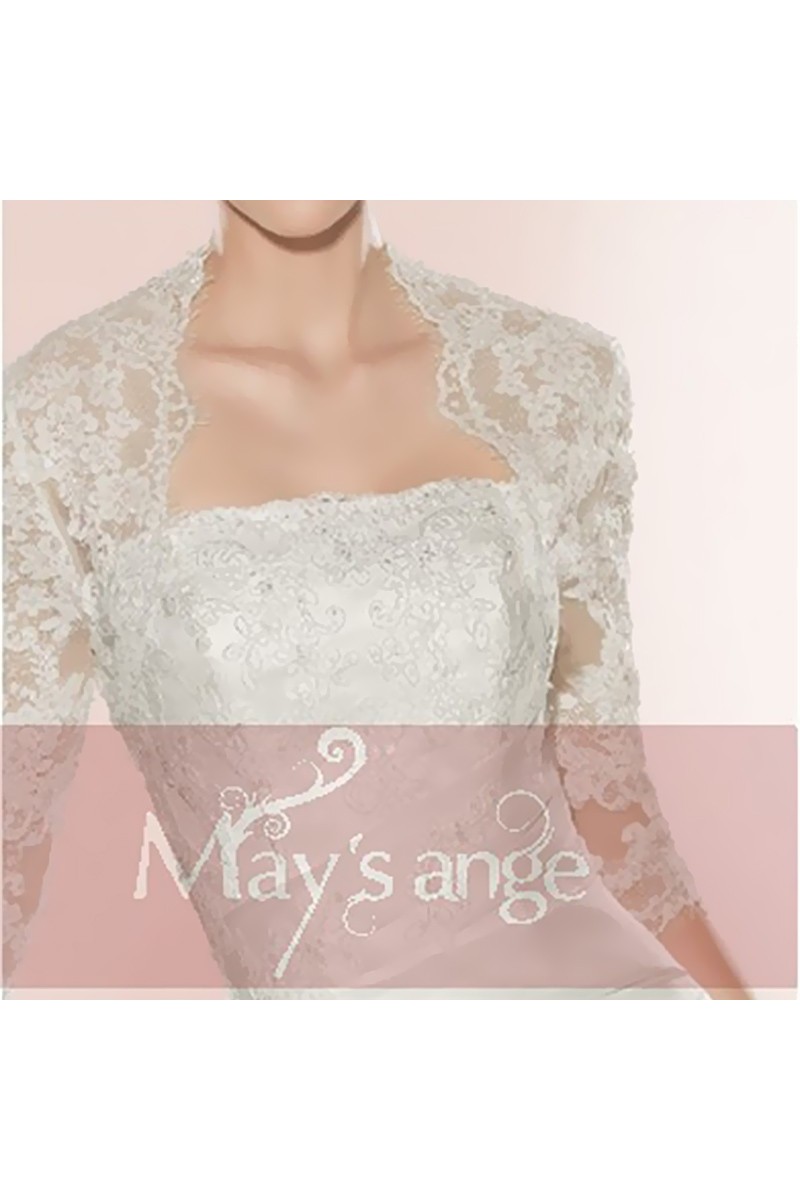 Pretty white lace bridal bolero jacket - Ref BOL009 - 01