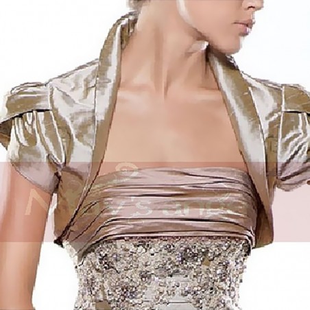 Cheap brown satin wedding guest bolero