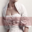White bridal bolero 3/4 flower sleeve - Ref BOL012 - 02