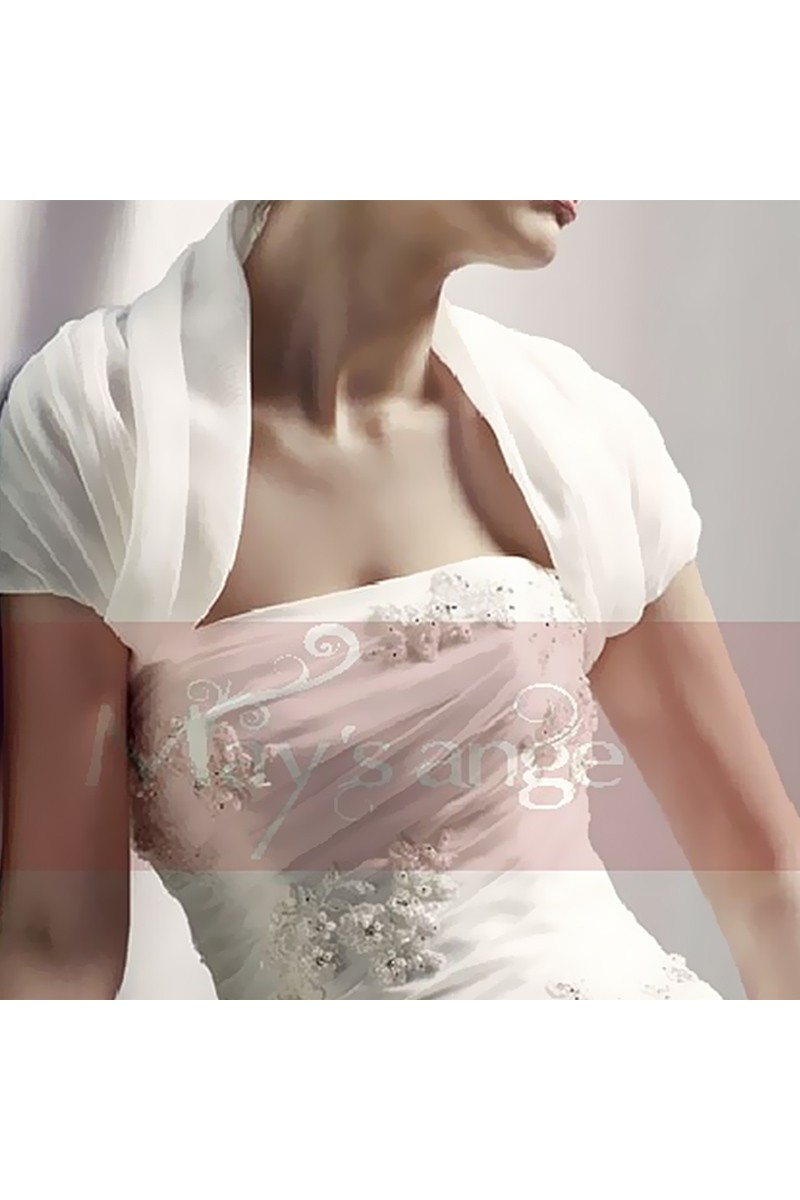 Cap sleeve white bolero shrug wedding - Ref BOL013 - 01