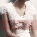 Bolero plume mariage blanc avec strass - Ref BOL014 - 02