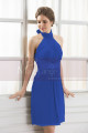 Robe de cocktail col montant bleu marine - Ref C566 - 02