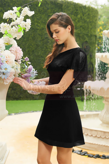 Black  Cocktail dress chic a lace pretty cuff A vosge - C822 #1