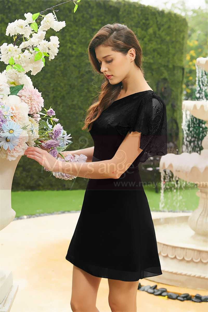 Black  Cocktail dress chic a lace pretty cuff A vosge - Ref C822 - 01