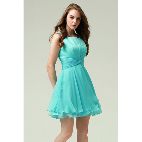 Promo Robe bleu ciel courte en mousseline