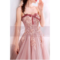 Embroidered-Bodice Pink Long Ball-Gown-Style Prom Dress - Ref L1938 - 02