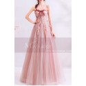 Embroidered-Bodice Pink Long Ball-Gown-Style Prom Dress - Ref L1938 - 03