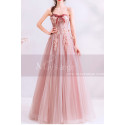 Robe Ceremonie Mariage Longue Rose Chic Bustier Fleuri - Ref L1938 - 03