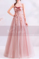 Embroidered-Bodice Pink Long Ball-Gown-Style Prom Dress - Ref L1938 - 03