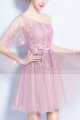 Pink Short Bridesmaid One-Shoulder Dresses - Ref C1920 - 04