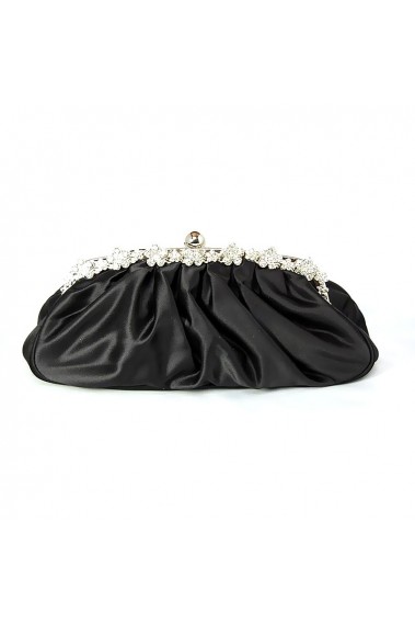 Fashion cheap satin black evening bag - SAC064 #1