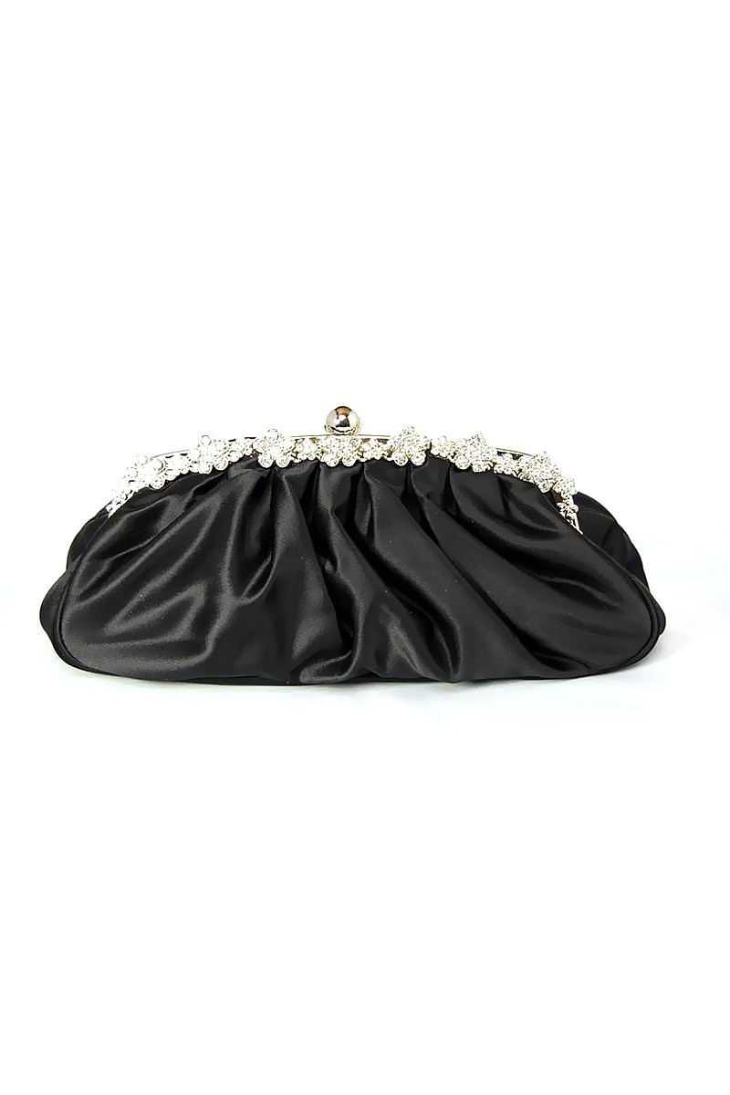 Fashion cheap satin black evening bag - Ref SAC064 - 01