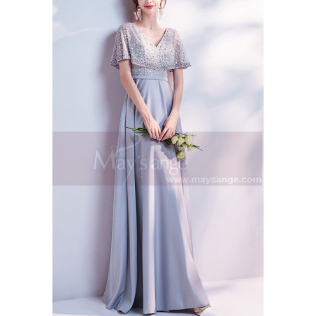 V-Neck Beaded Bodice Mother Of The Bride Dress