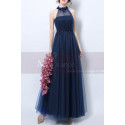 Navy Blue High-Neck Halter Formal Evening Gown - Ref L1943 - 02