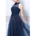 Navy Blue High-Neck Halter Formal Evening Gown - Ref L1943 - 04