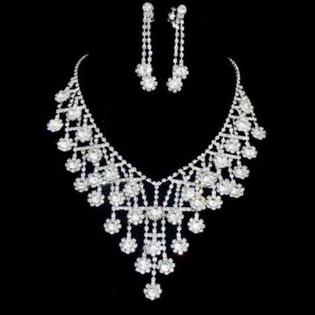 Parure de mariage fleur en cristal blanc