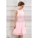 SHORT PARTY DRESS PINK WITH TIED WAIST BELT - Ref C794 - 02
