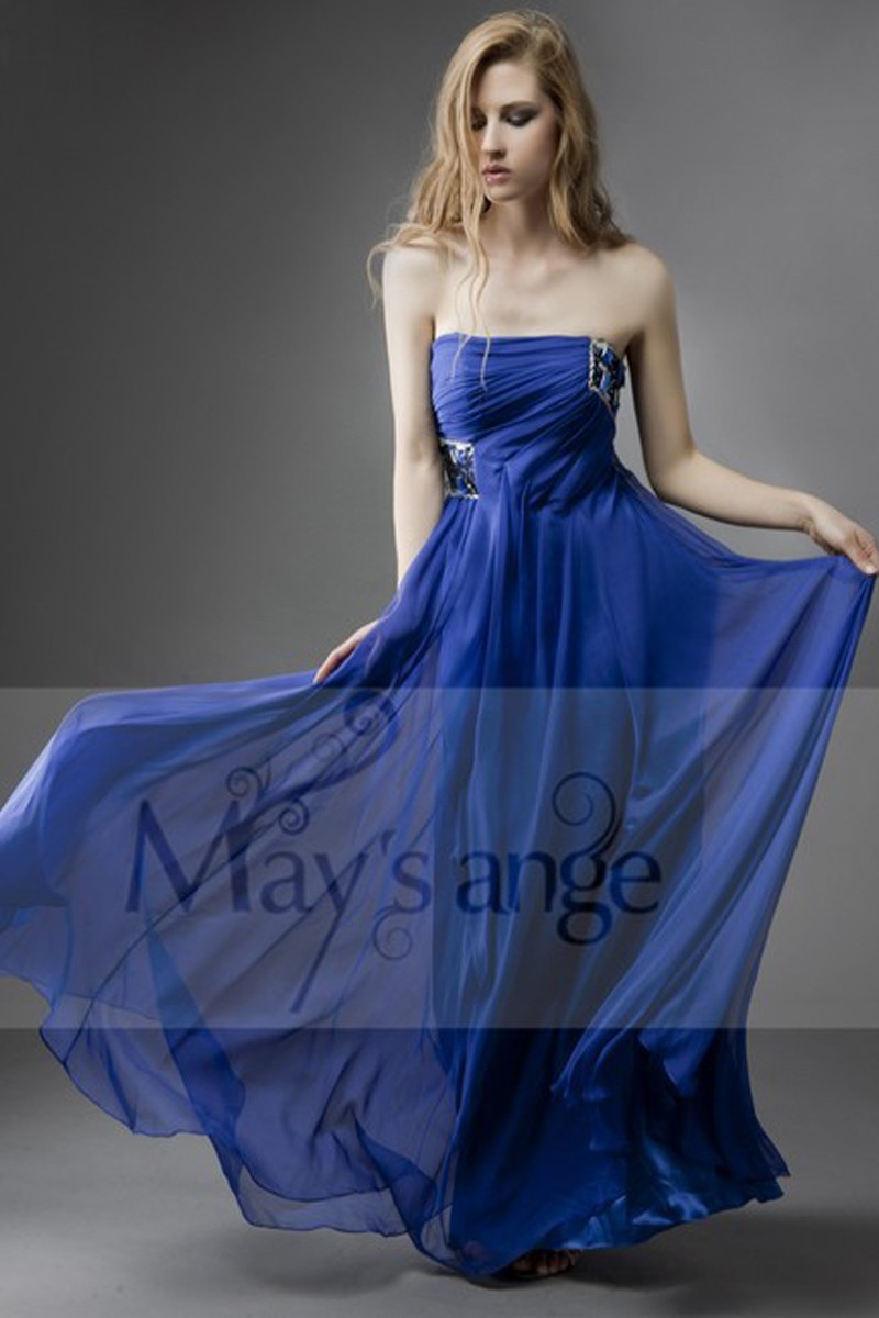Bleu de Grece robe de soirée maysange - Ref L017 - 01