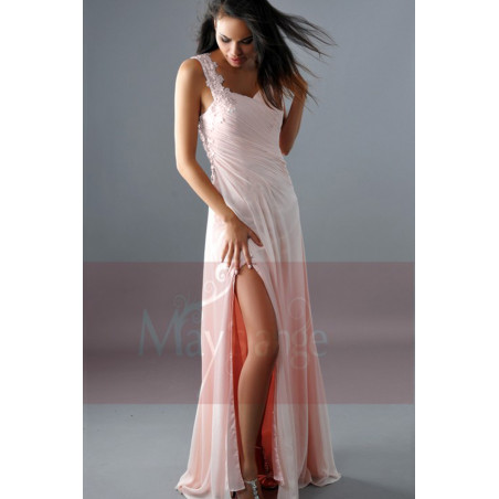 Pink Sexy Cocktail Dress One Embroidered Strap And Slit