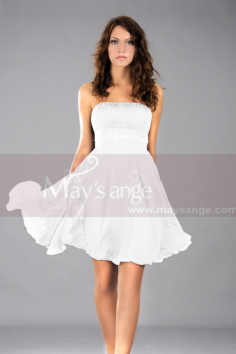 Short Blue Wedding-Guest Dress With Shiny Belt - Ref C113 - 01