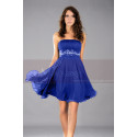 Short Blue Wedding-Guest Dress With Shiny Belt - Ref C113 - 02