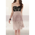 Short Strapless Cocktail Dress With Black Lace Bodice - Ref C800 - 02