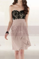 Short Strapless Cocktail Dress With Black Lace Bodice - Ref C800 - 02