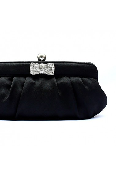Black satin stylish evening clutch bag - SAC078 #1