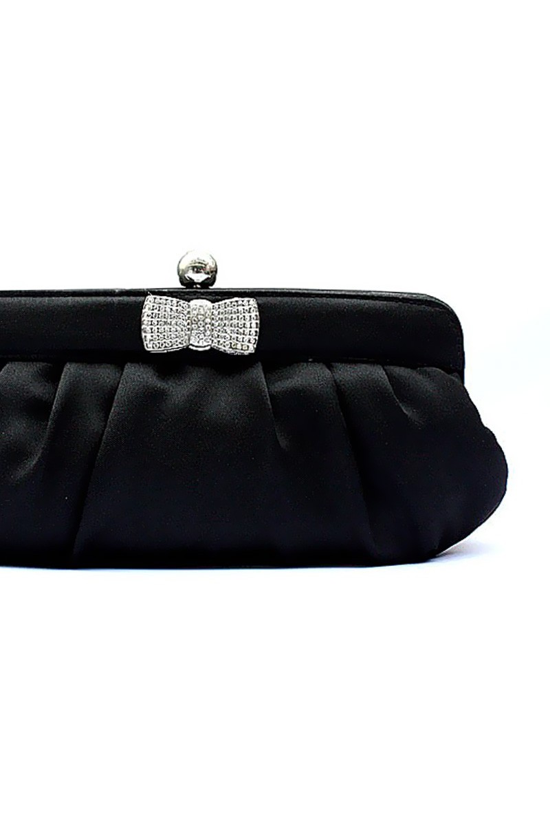 Black satin stylish evening clutch bag - Ref SAC078 - 01