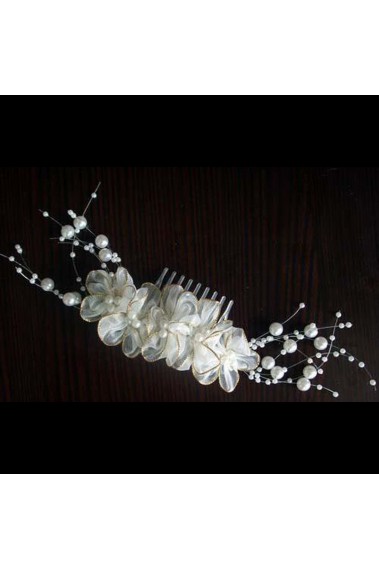 Wedding hair comb flowers and pearls - B033 #1