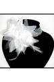 Joli collier mariage fleur plume légère - Ref B018 - 02