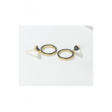 Cute circle stud golden black earrings - Ref B088 - 03